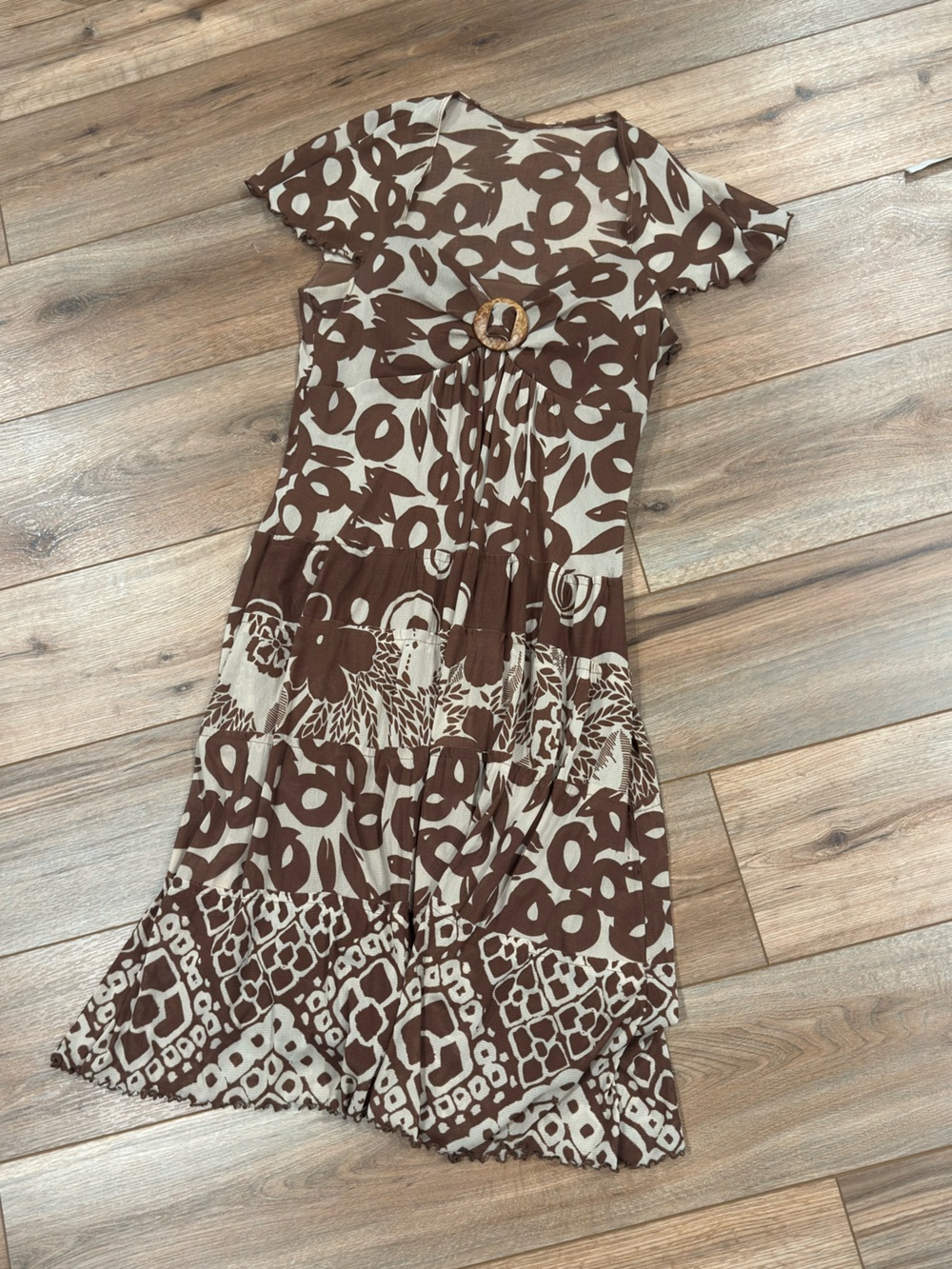 SANGRIA Vintage Y2k Boho 70s Revival Patchwork Ring Bust Maxi Dress | Size 8
